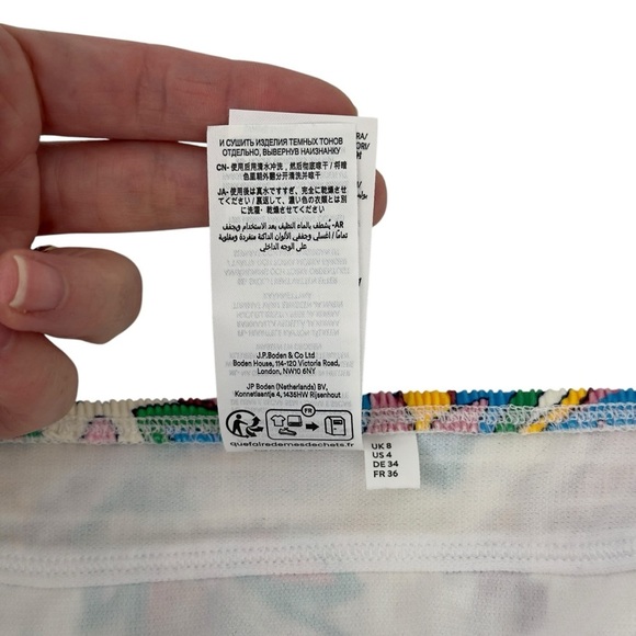 Boden Milos Smocked Bikini Bottoms Ivory Paisley Azure Size 4 Colorful Playful - Picture 13 of 15